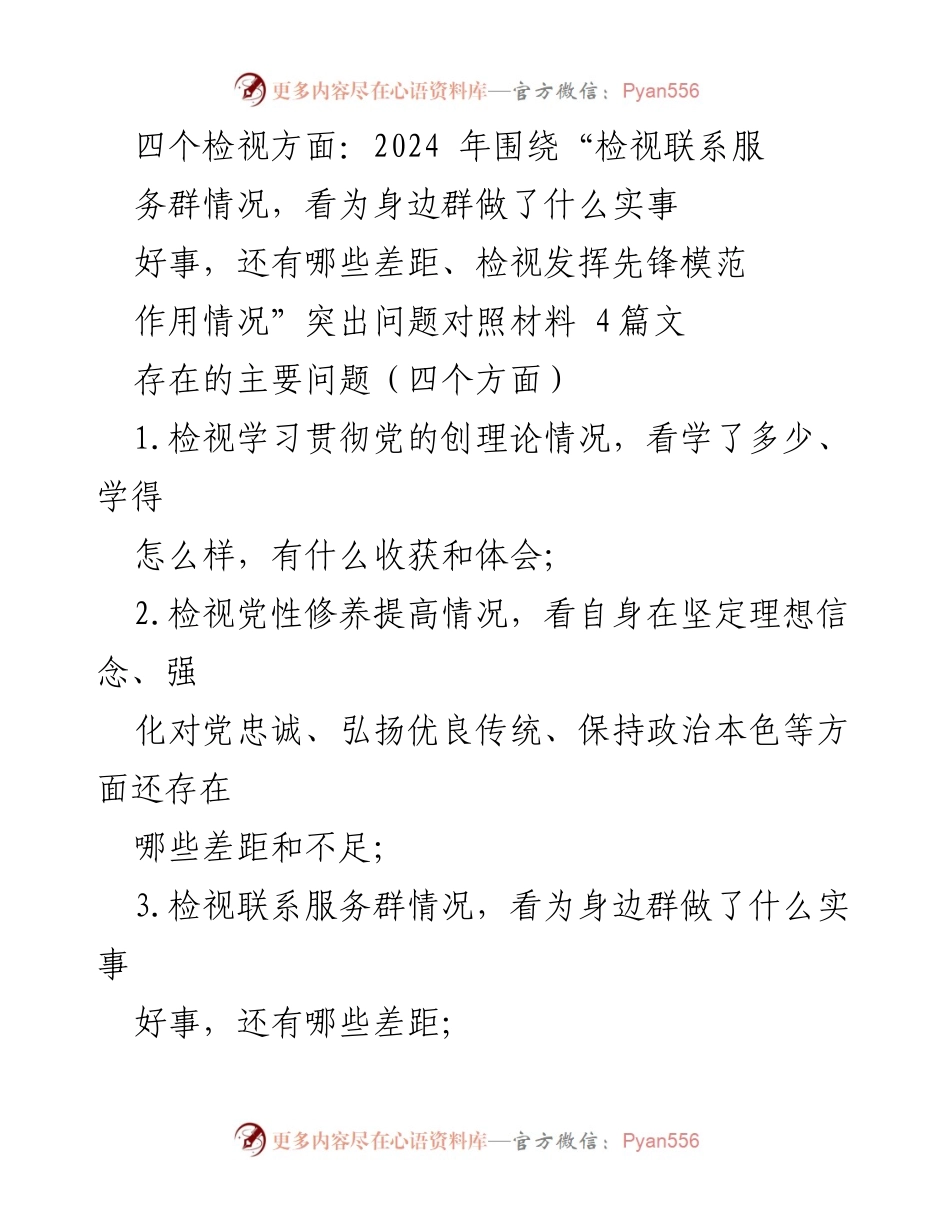 [发言] 组织生活会 - 2024年度组织生活会检视与整改总结.docx_第1页