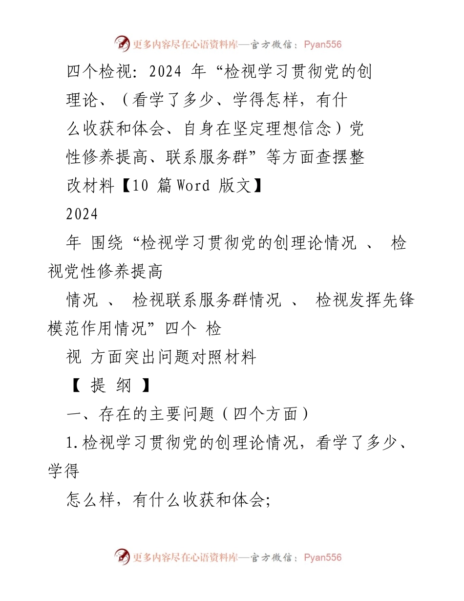 [发言] 组织生活会 - 2024年度专题组织生活会检视与整改总结.docx_第1页