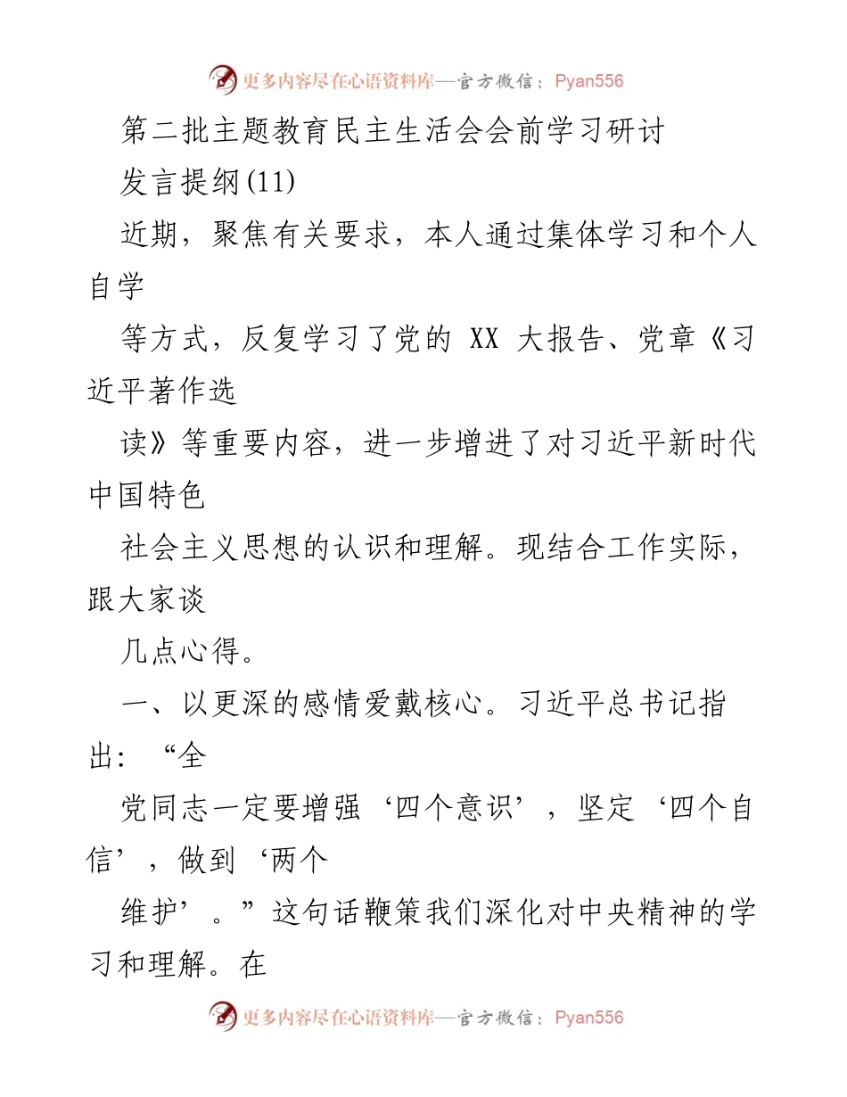 [发言] 第二批主题教育民主生活会 - 深化理解与责任担当：主题教育中的实践心得.docx_第1页
