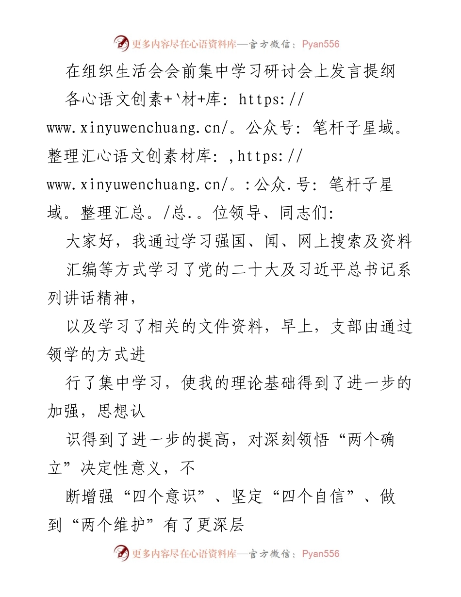 [发言] 组织生活会 - 深入学习贯彻党的二十大精神，坚定政治方向与初心使命.docx_第1页