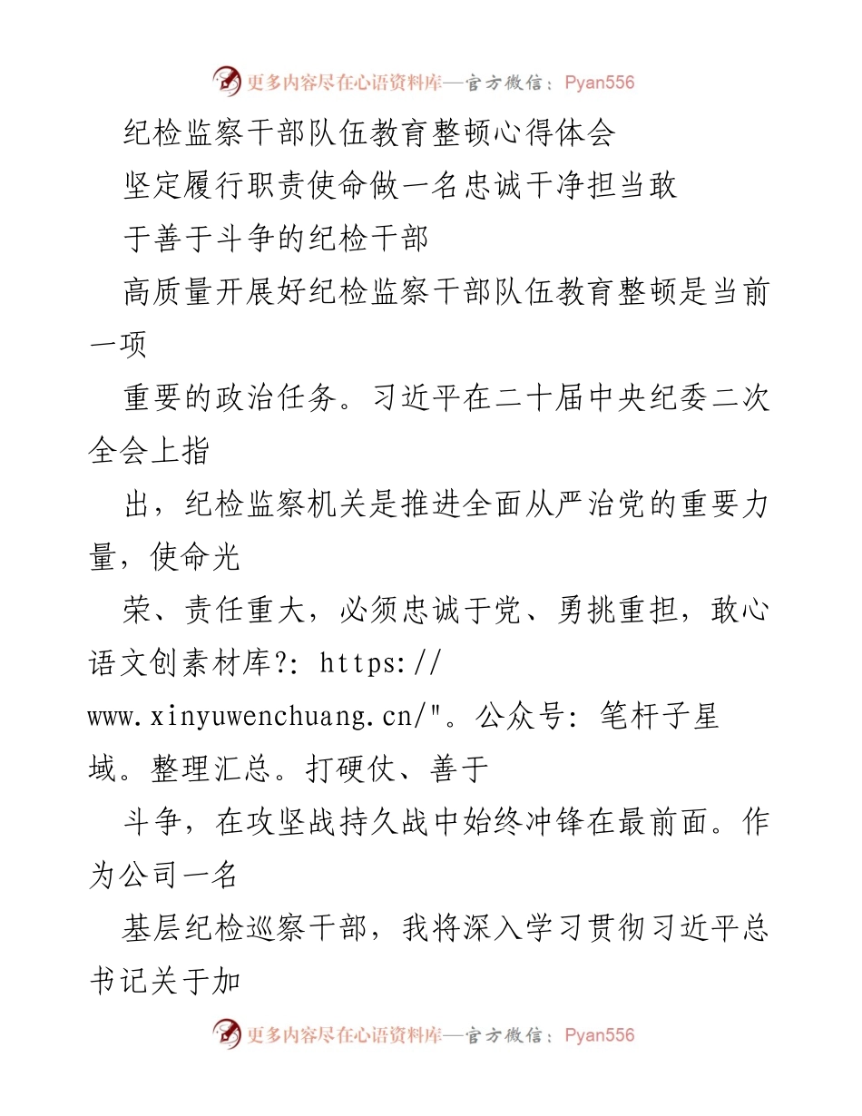 [发言] 纪检监察干部队伍教育整顿 - 坚定理想信念，提升政治能力与专业水平.docx_第1页