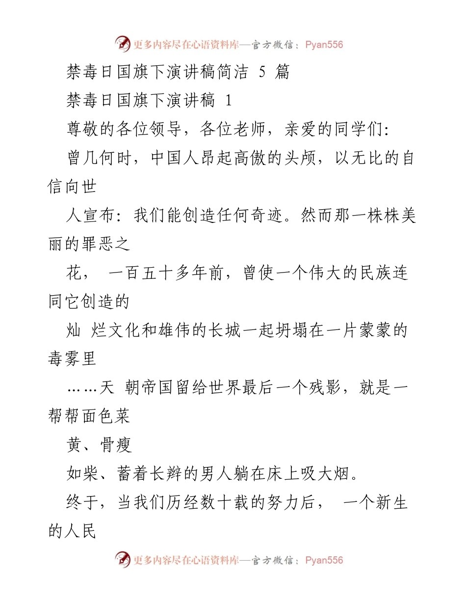 [发言] 禁毒日 - 禁毒的重要性与青少年的责任.docx_第1页
