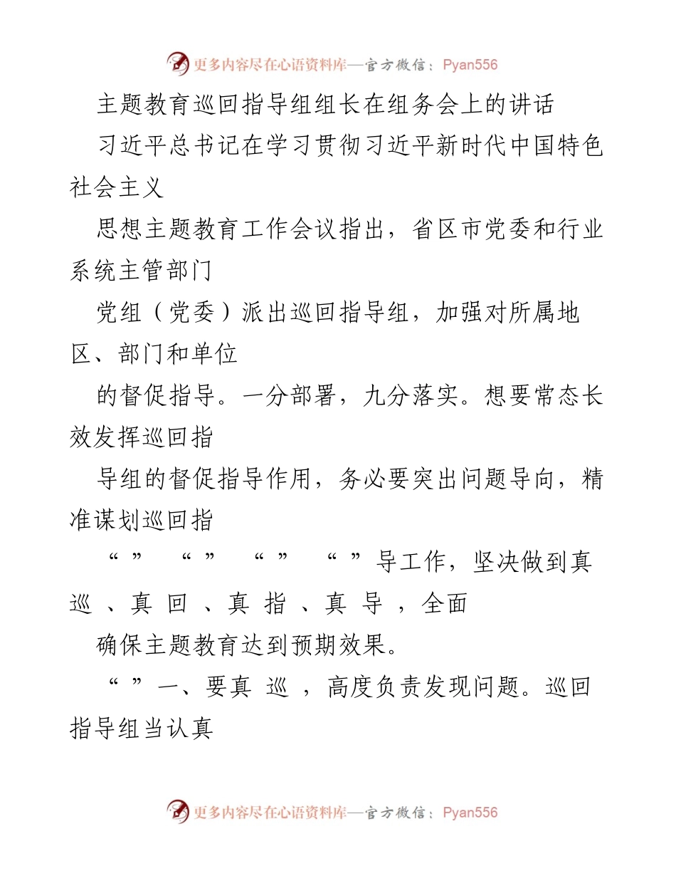 [发言] 组务会 - 巡回指导组组长讲话要点解析.docx_第1页