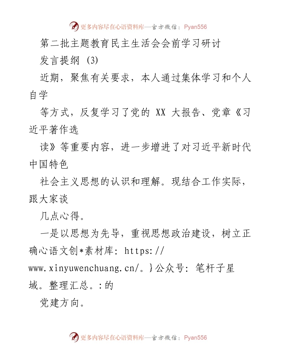 [发言] 第二批主题教育民主生活会 - 强化思想政治建设，坚定理想信念，提升实际工作能力.docx_第1页
