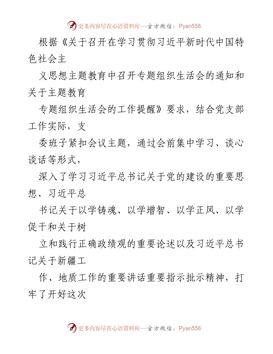 [发言] 组织生活会 - 党支部专题组织生活会对照检查发言稿.docx_第1页