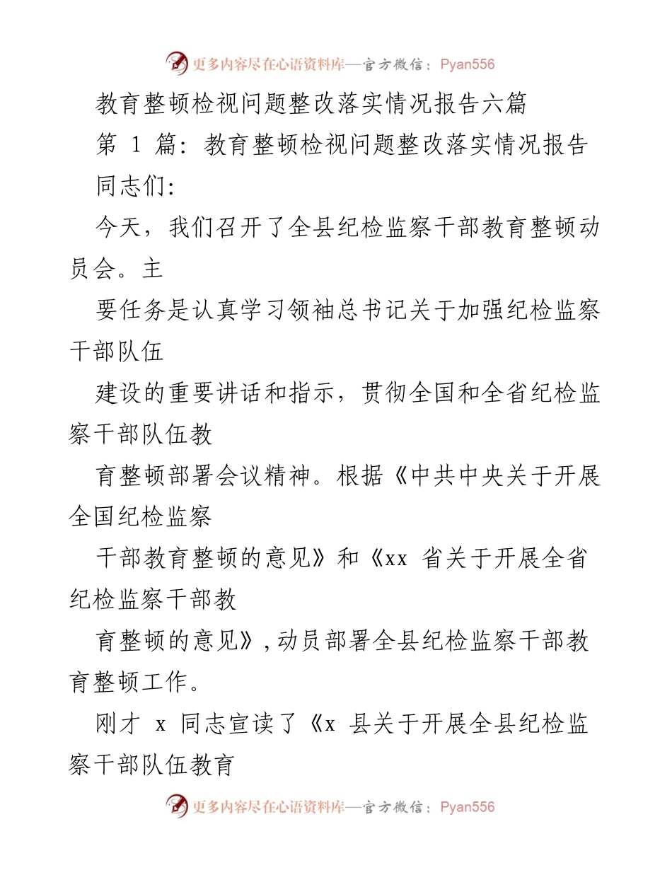 [发言] 纪检监察干部教育整顿动员会 - 教育整顿的重要性与落实要求.docx_第1页