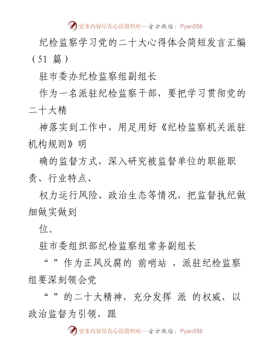 [发言] 纪检监察干部学习会 - 深入学习贯彻党的二十大精神，提升监督质效.docx_第1页