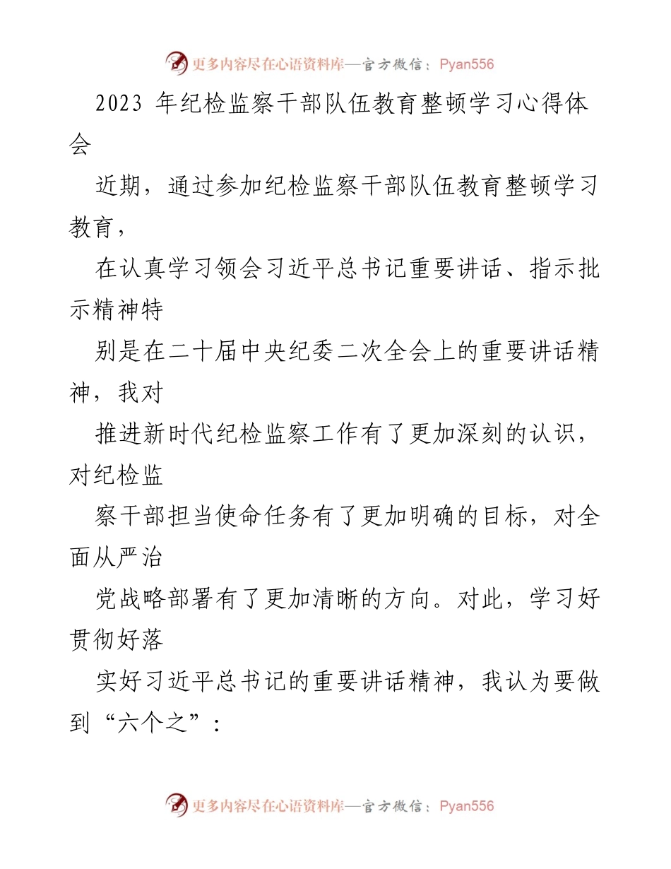 [发言] 纪检监察干部队伍教育整顿学习 - 深入学习贯彻习近平总书记讲话精神，推动纪检监察工作新发展.docx_第1页