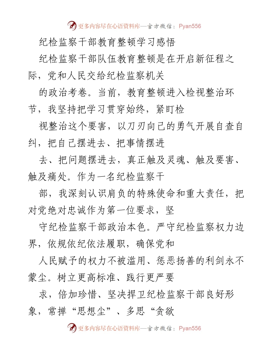 [发言] 纪检监察干部教育整顿 - 深化自我检视，提升纪检监察工作质量.docx_第1页