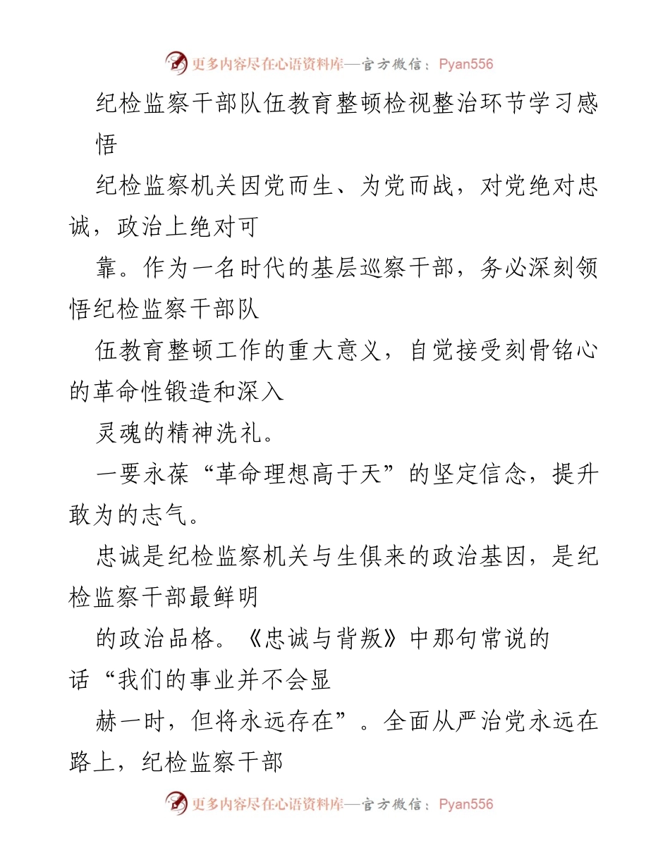[发言] 纪检监察干部队伍教育整顿学习会 - 深刻领悟纪检监察干部教育整顿的重要意义.docx_第1页
