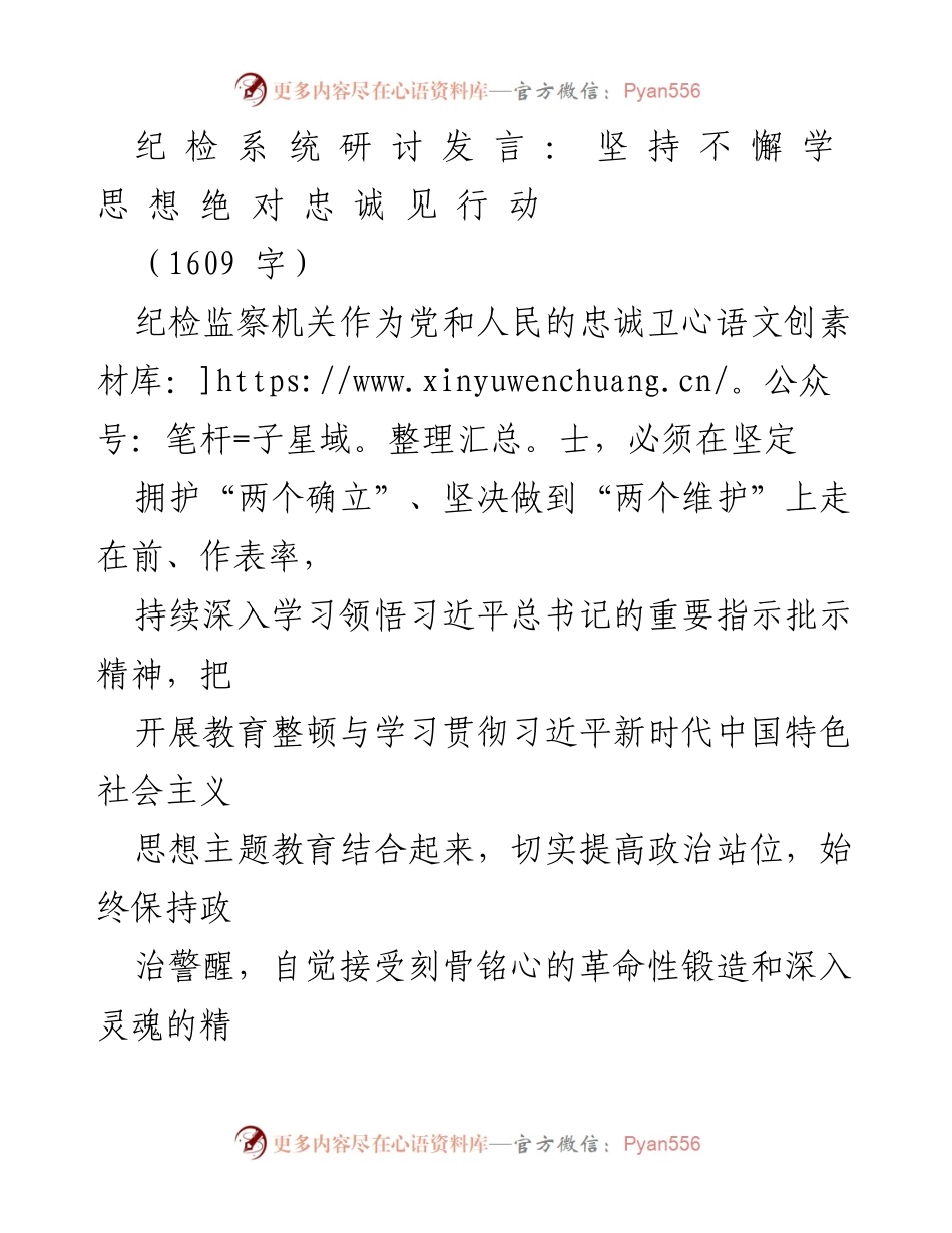 [发言] 纪检系统研讨会 - 坚定不移践行绝对忠诚的纪检监察使命.docx_第1页