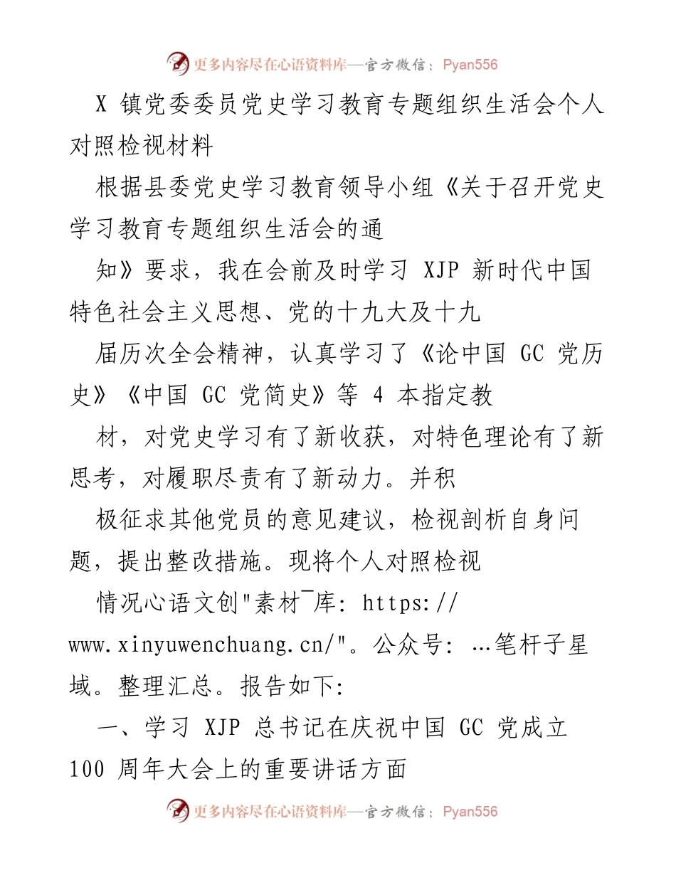 [发言] 组织生活会 - 个人对照检视材料总结.docx_第1页