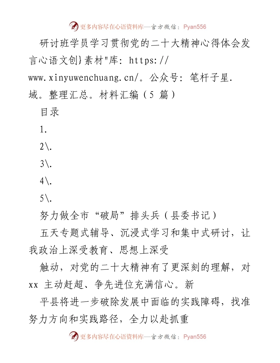[发言] 研讨班 - 深入学习贯彻党的二十大精神，推动经济高质量发展.docx_第1页