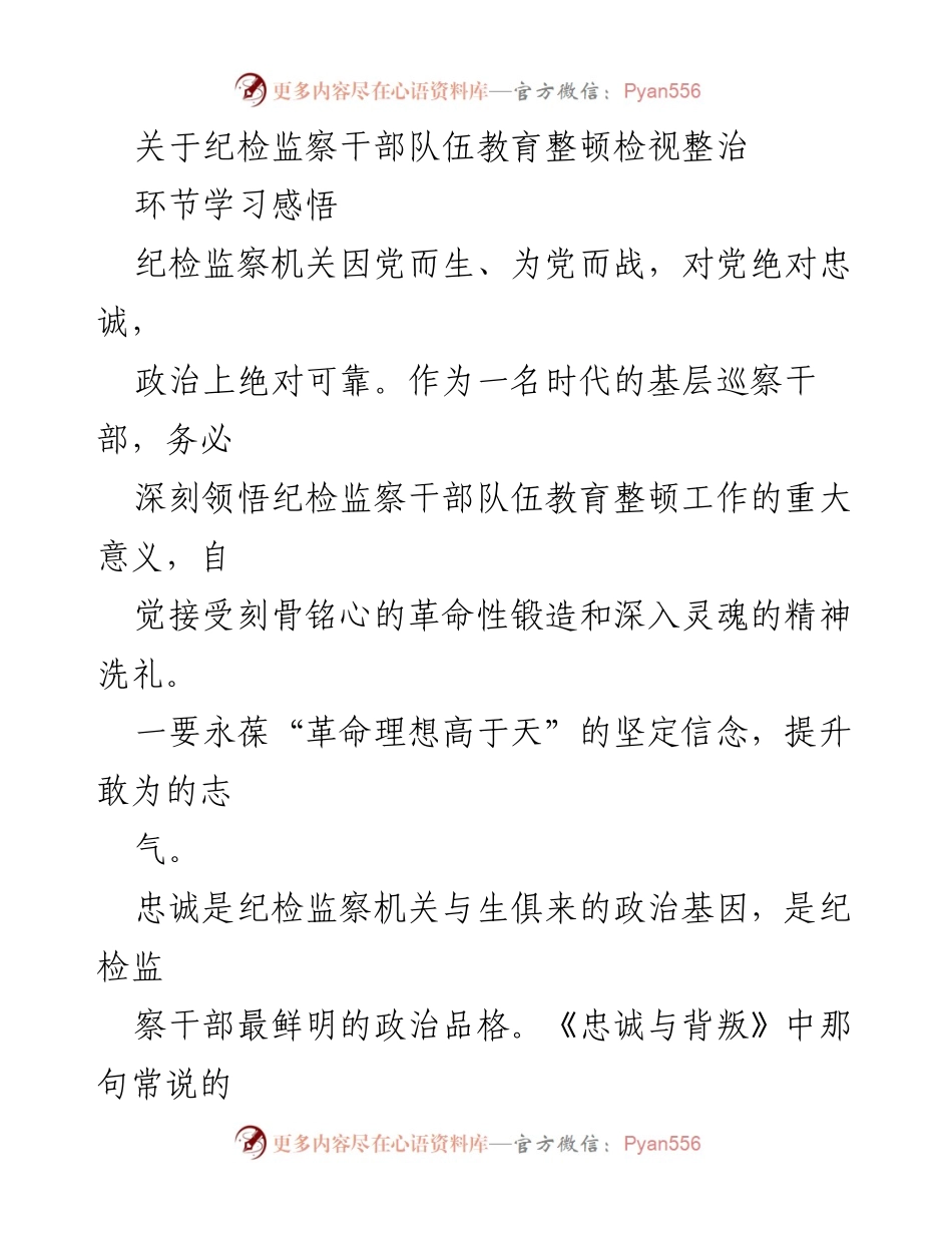 [发言] 纪检监察干部教育整顿会议 - 深刻领悟纪检监察干部教育整顿的重大意义.docx_第1页