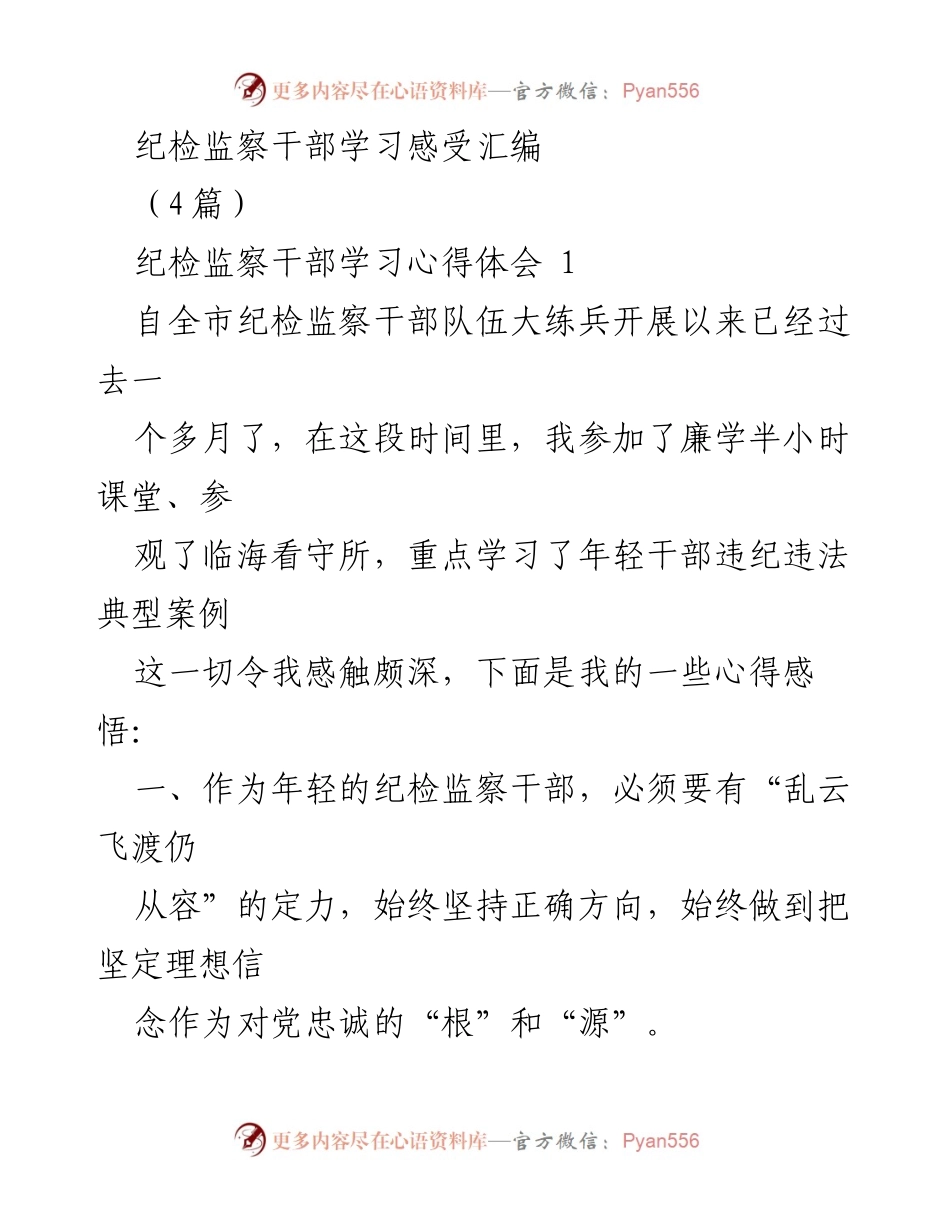 [发言] 纪检监察干部学习活动 - 年轻干部的理想信念与自律担当.docx_第1页