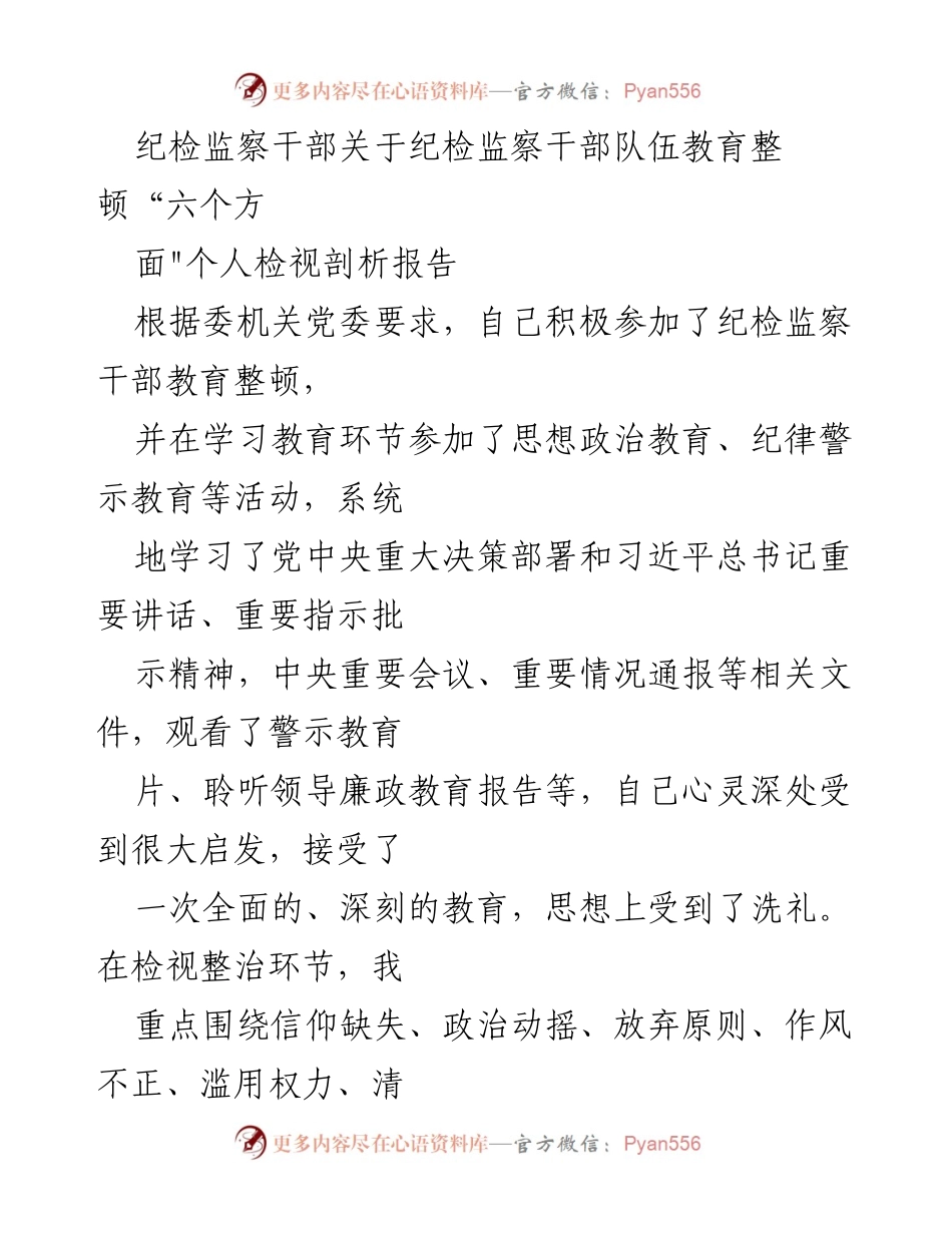 [发言] 纪检监察干部教育整顿 - 个人检视与反思报告.docx_第1页