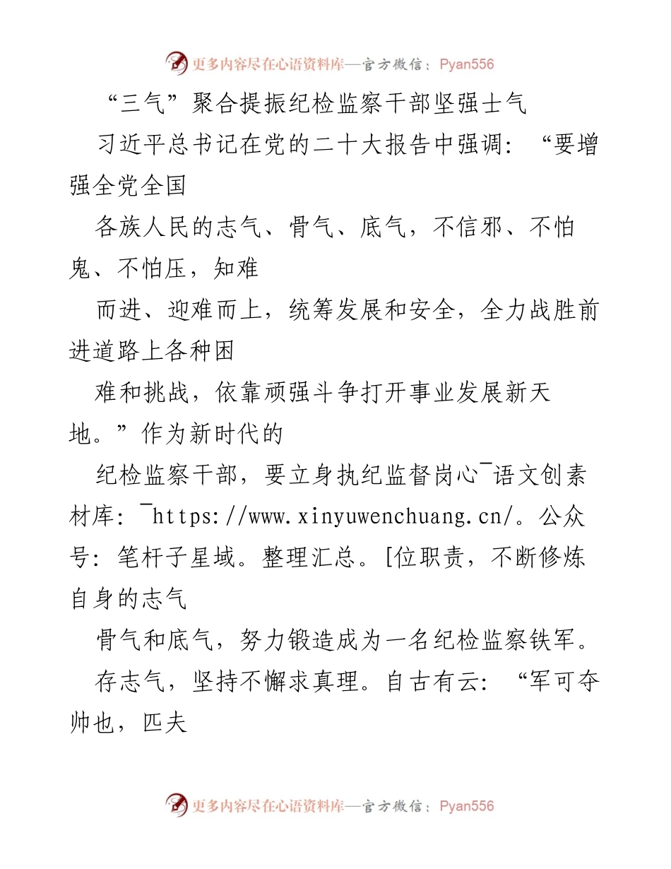 [发言] 纪检监察干部培训 - 提振士气：纪检监察干部的志气、骨气与底气.docx_第1页