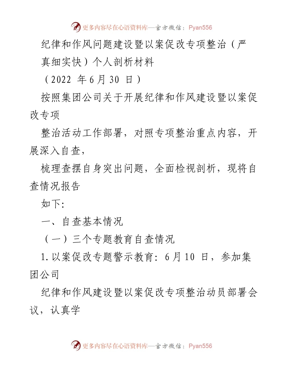 [发言] 纪律和作风建设会议 - 个人剖析材料及整改措施.docx_第1页
