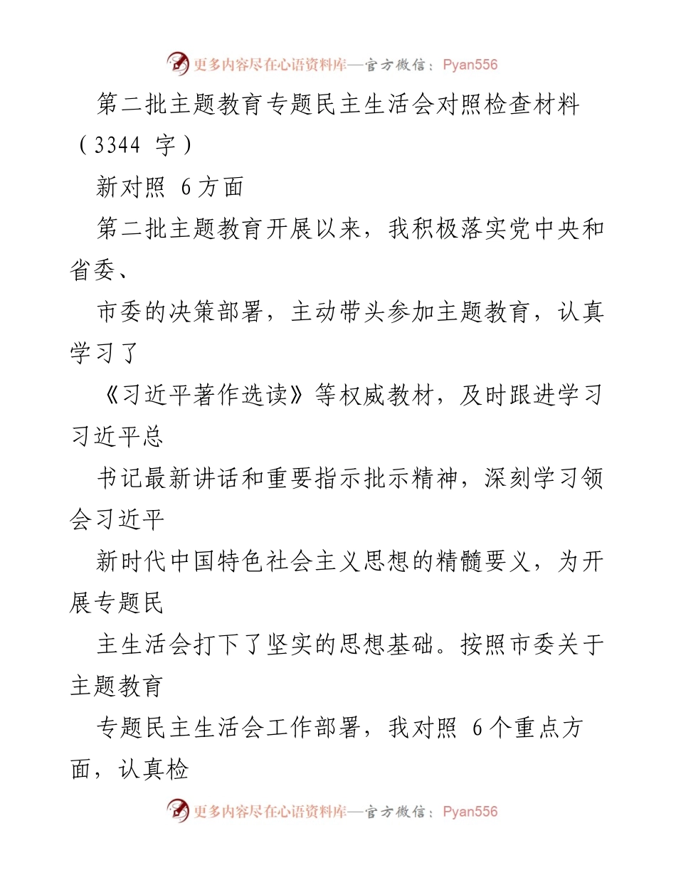 [发言] 第二批主题教育专题民主生活会 - 深入检视问题，推动主题教育落实.docx_第1页