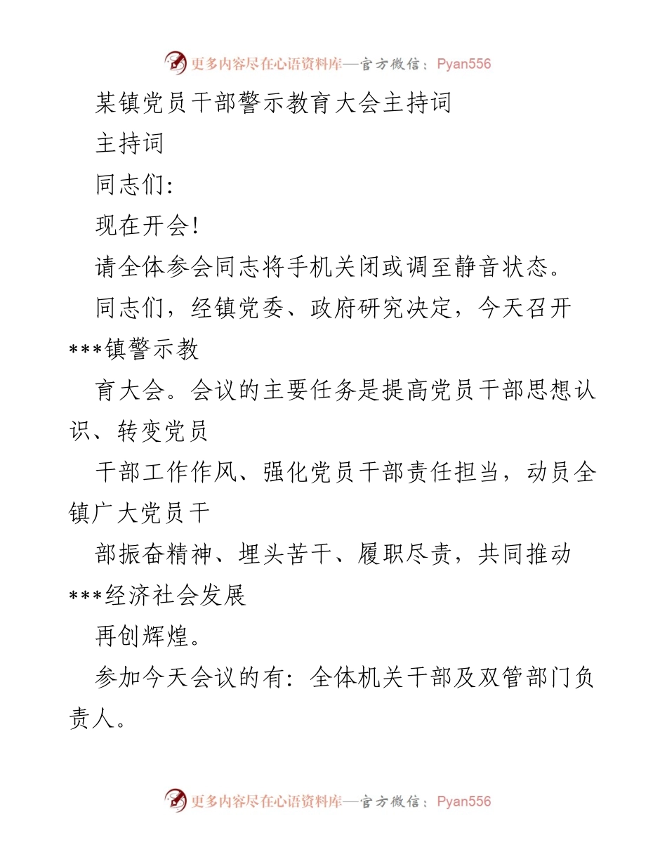 [发言] 警示教育大会 - 提升党员干部责任担当，推动经济社会发展.docx_第1页