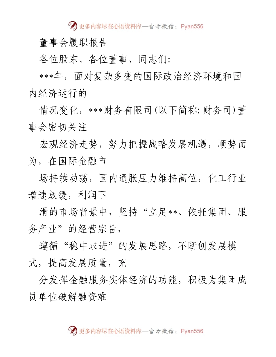 [发言] 董事会年度会议 - 财务司董事会履职报告总结.docx_第1页