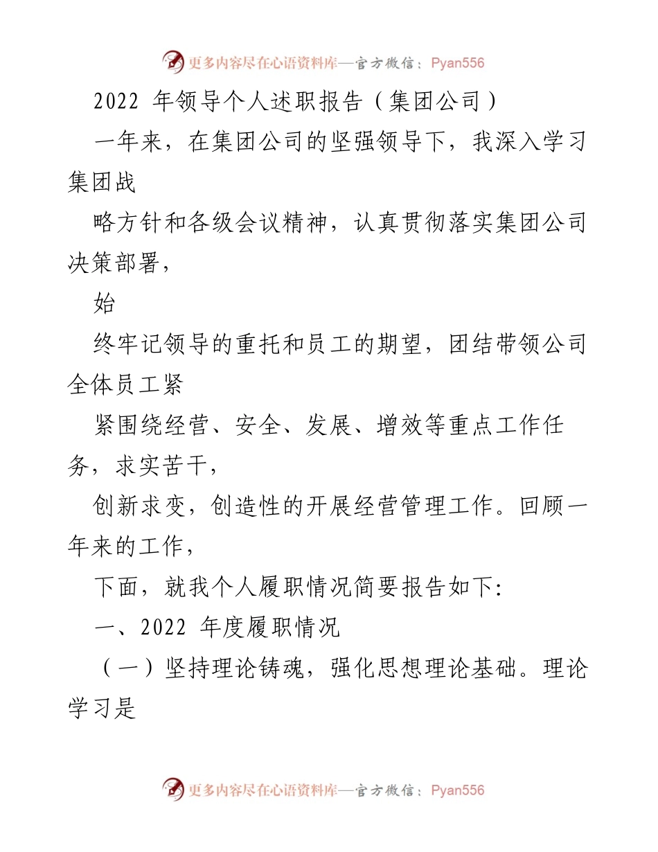 [发言] 述职会议 - 2022年度领导个人述职报告总结.docx_第1页