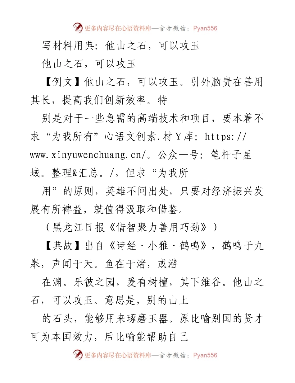[发言] 经济振兴会议 - 借智聚力：他山之石可以攻玉.docx_第1页