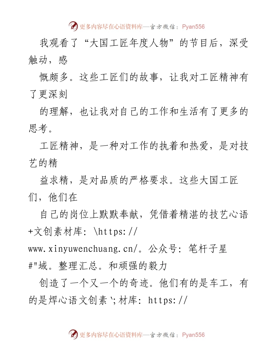 [发言] 观后感分享 - 工匠精神的价值与启示.docx_第1页