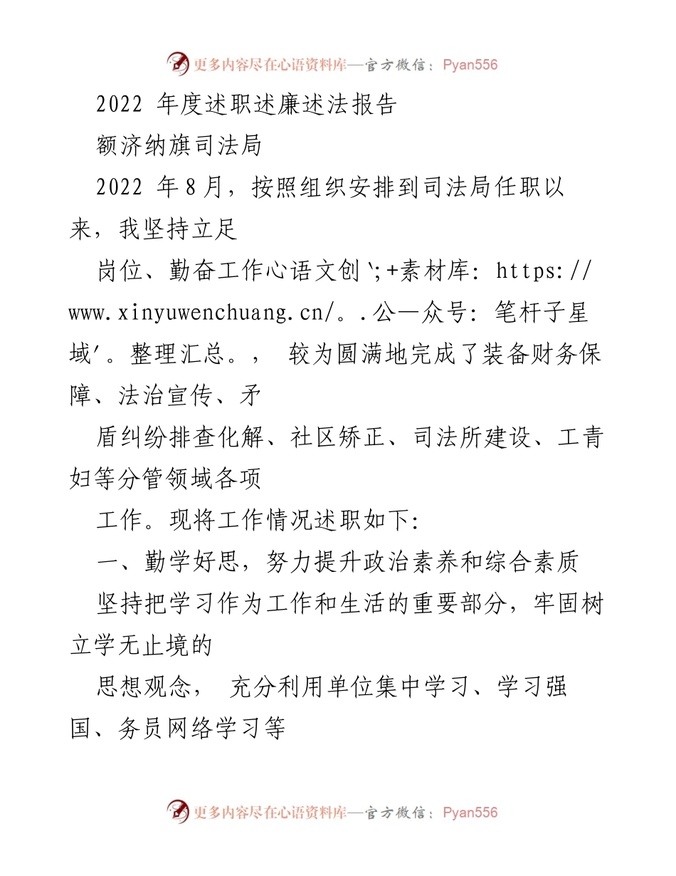[发言] 述职会议 - 2022年度司法局工作述职报告_1.docx_第1页