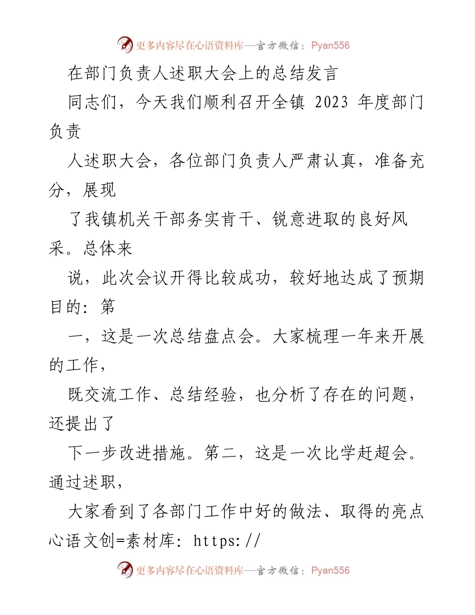 [发言] 述职大会 - 2023年度部门负责人述职总结与展望.docx_第1页