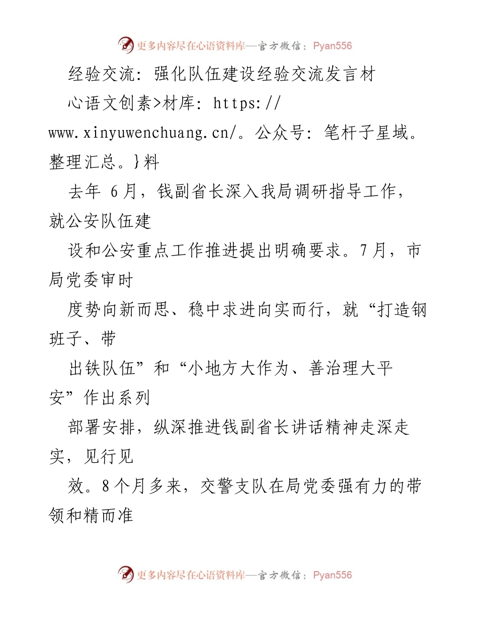 [发言] 经验交流会 - 强化队伍建设的实践与成效分享.docx_第1页