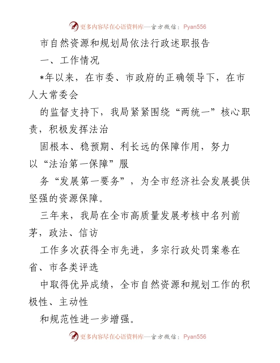 [发言] 自然资源和规划局工作总结 - 市自然资源和规划局依法行政述职报告.docx_第1页