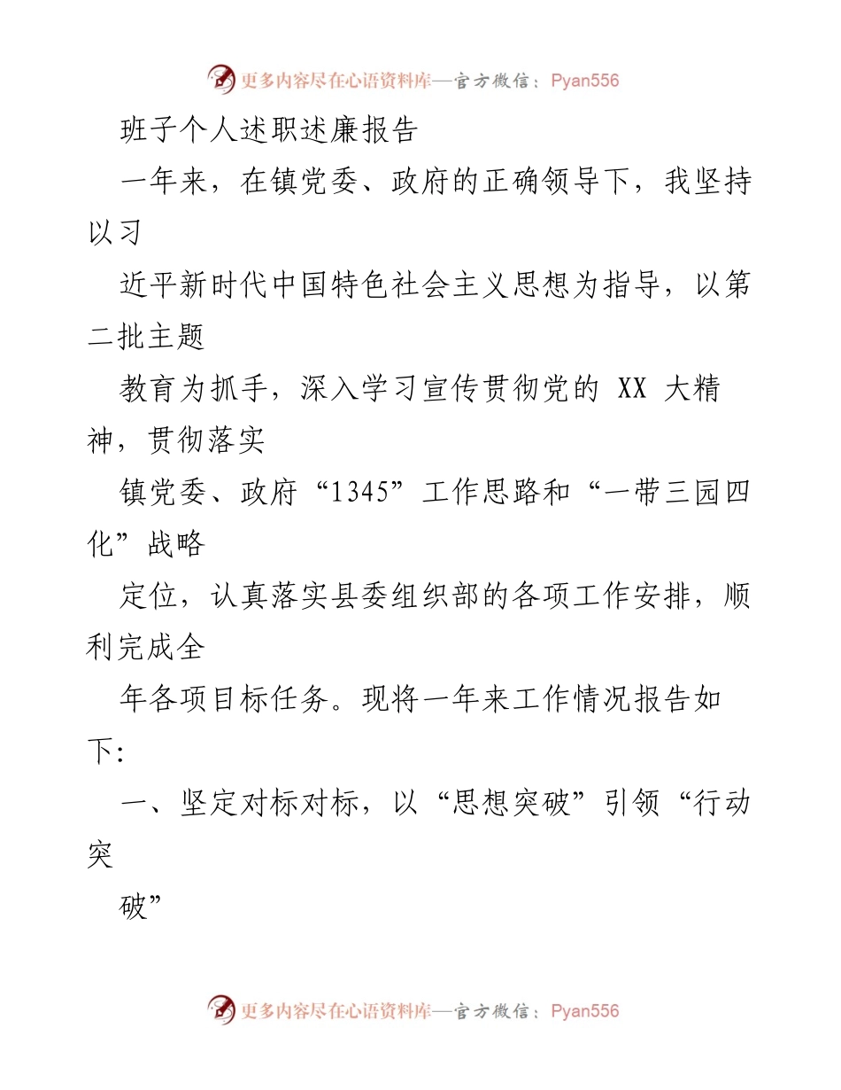 [发言] 述职大会 - 班子个人述职述廉报告.docx_第1页