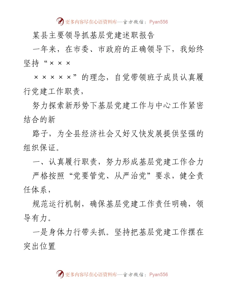 [发言] 述职报告 - 加强基层党建 助力经济社会发展.docx_第1页