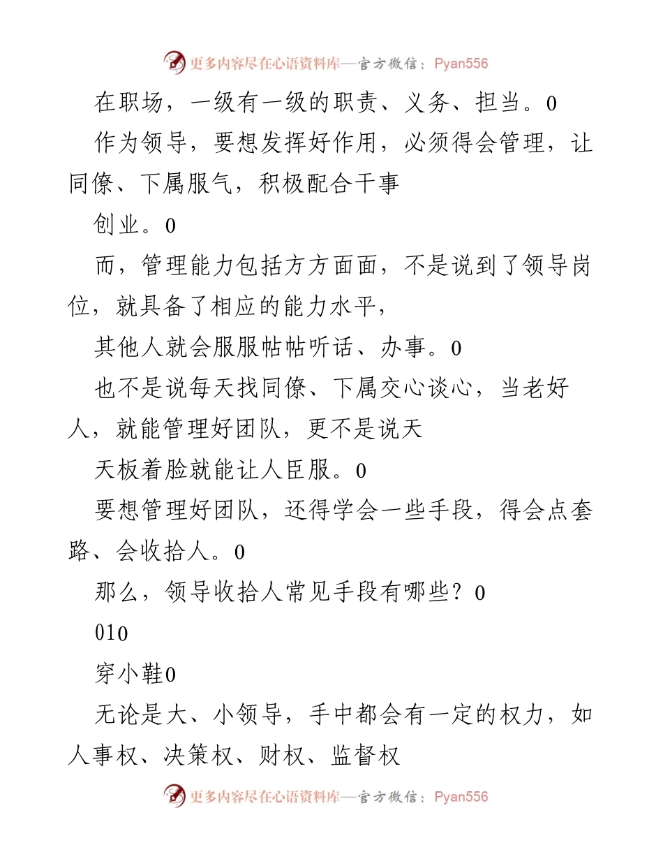 [发言] 职场管理 - 领导管理能力与常见手段分析.docx_第1页