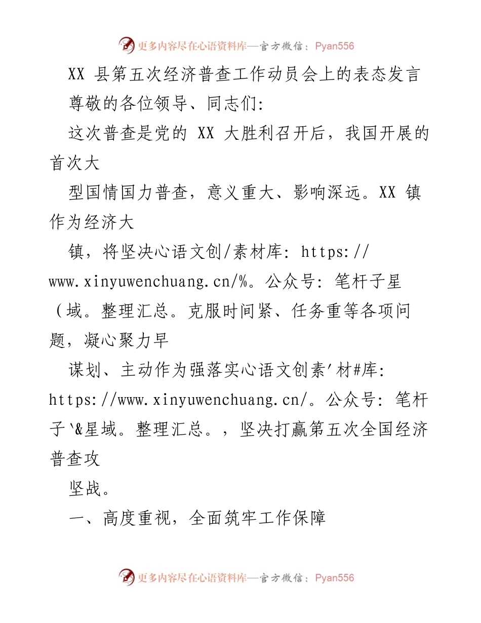 [发言] 经济普查动员会 - 坚决打赢第五次全国经济普查攻坚战.docx_第1页