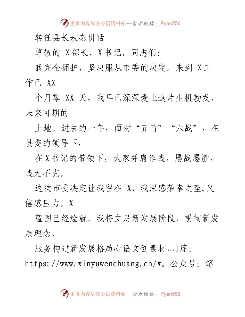 [发言] 转任县长就职 - 坚定信心，携手共建美好未来.docx_第1页