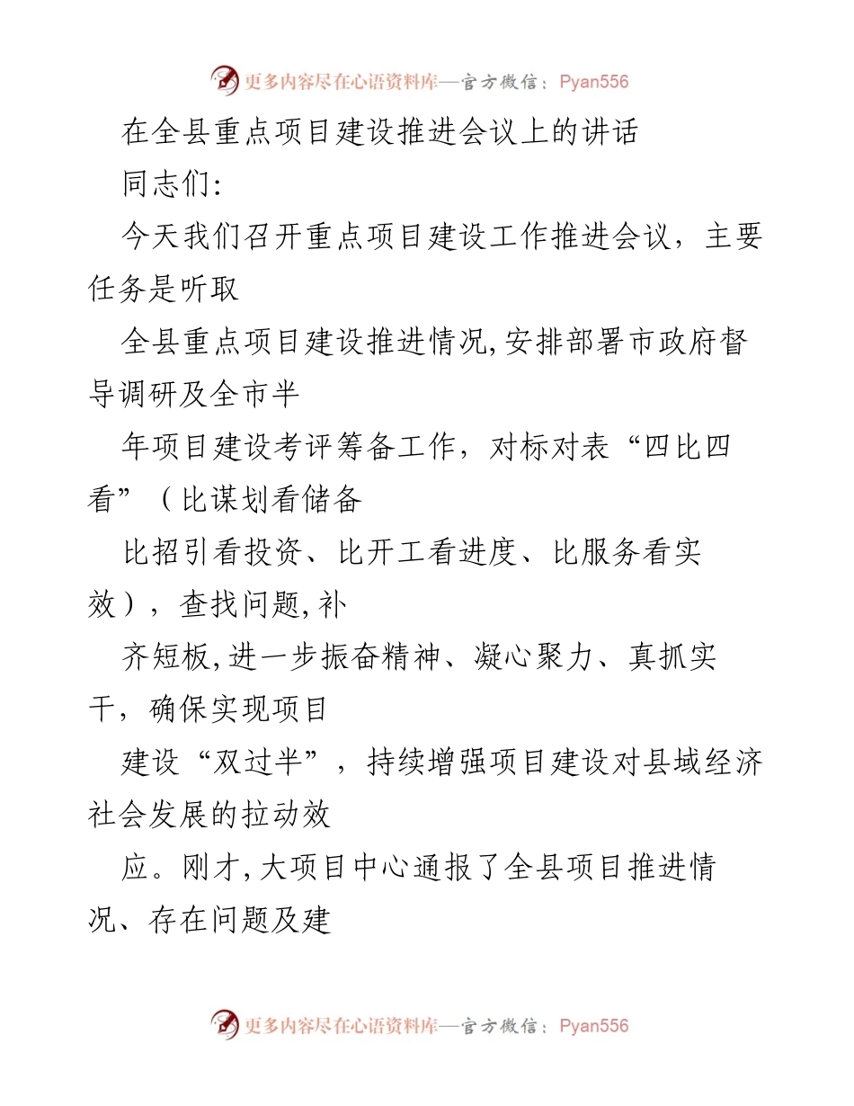 [发言] 重点项目建设推进会议 - 强化责任与落实，确保项目建设“双过半”.docx_第1页