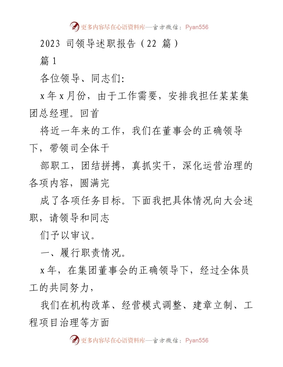 [发言] 述职大会 - 2023年某某集团总经理述职报告.docx_第1页