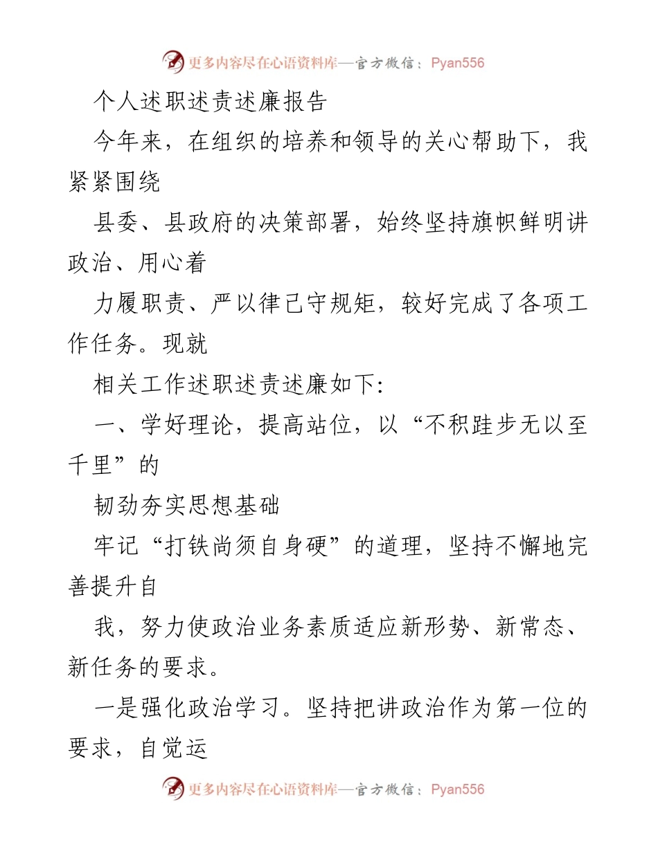 [发言] 述职大会 - 个人述职述责述廉报告.docx_第1页