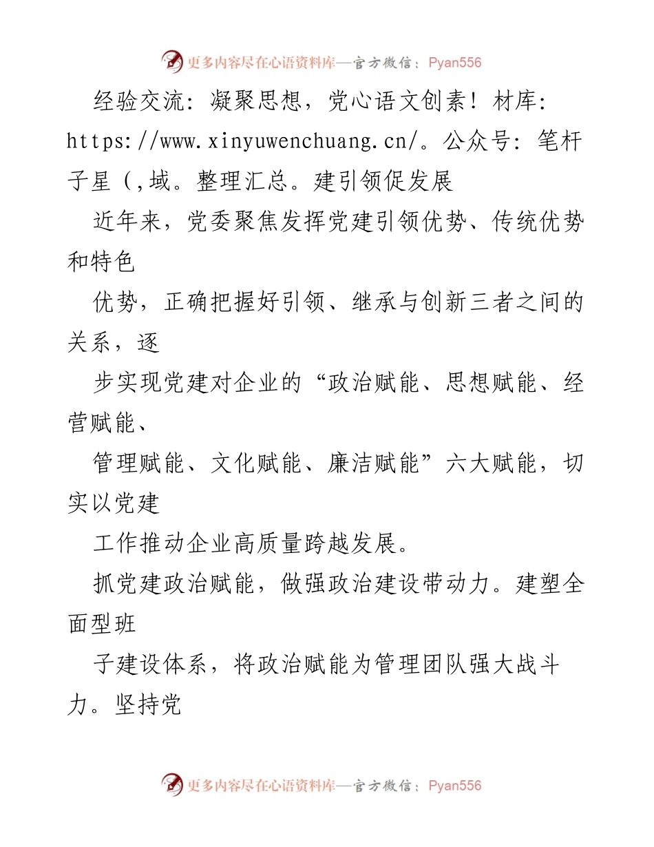[发言] 经验交流会 - 党建引领企业高质量发展的实践经验分享.docx_第1页