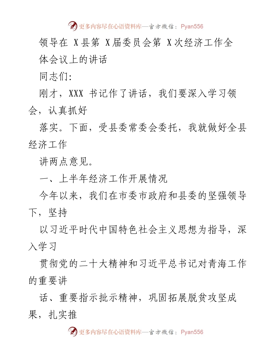 [发言] 经济工作会议 - 全县经济工作总结与展望.docx_第1页