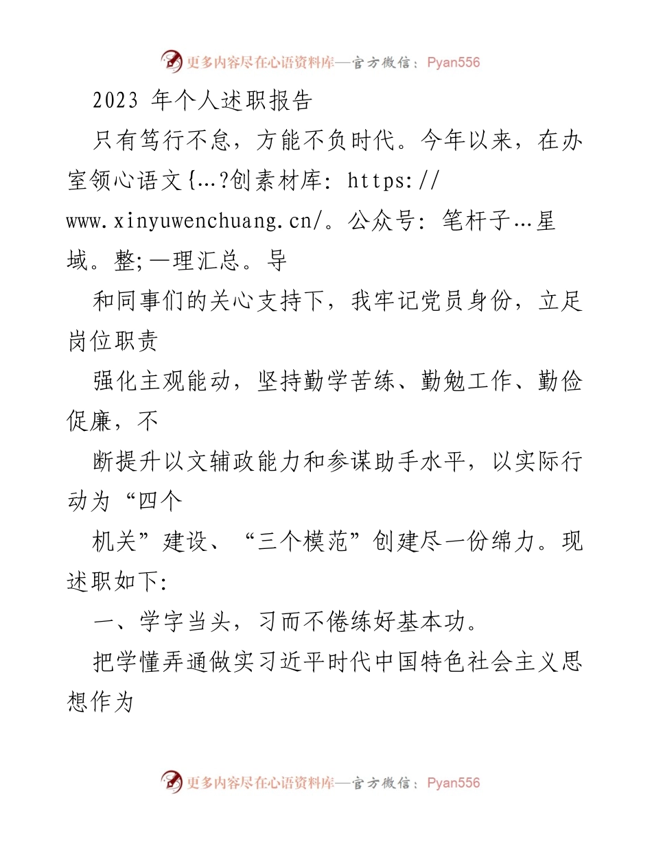 [发言] 述职大会 - 2023年个人述职报告：牢记党员身份，强化责任担当.docx_第1页