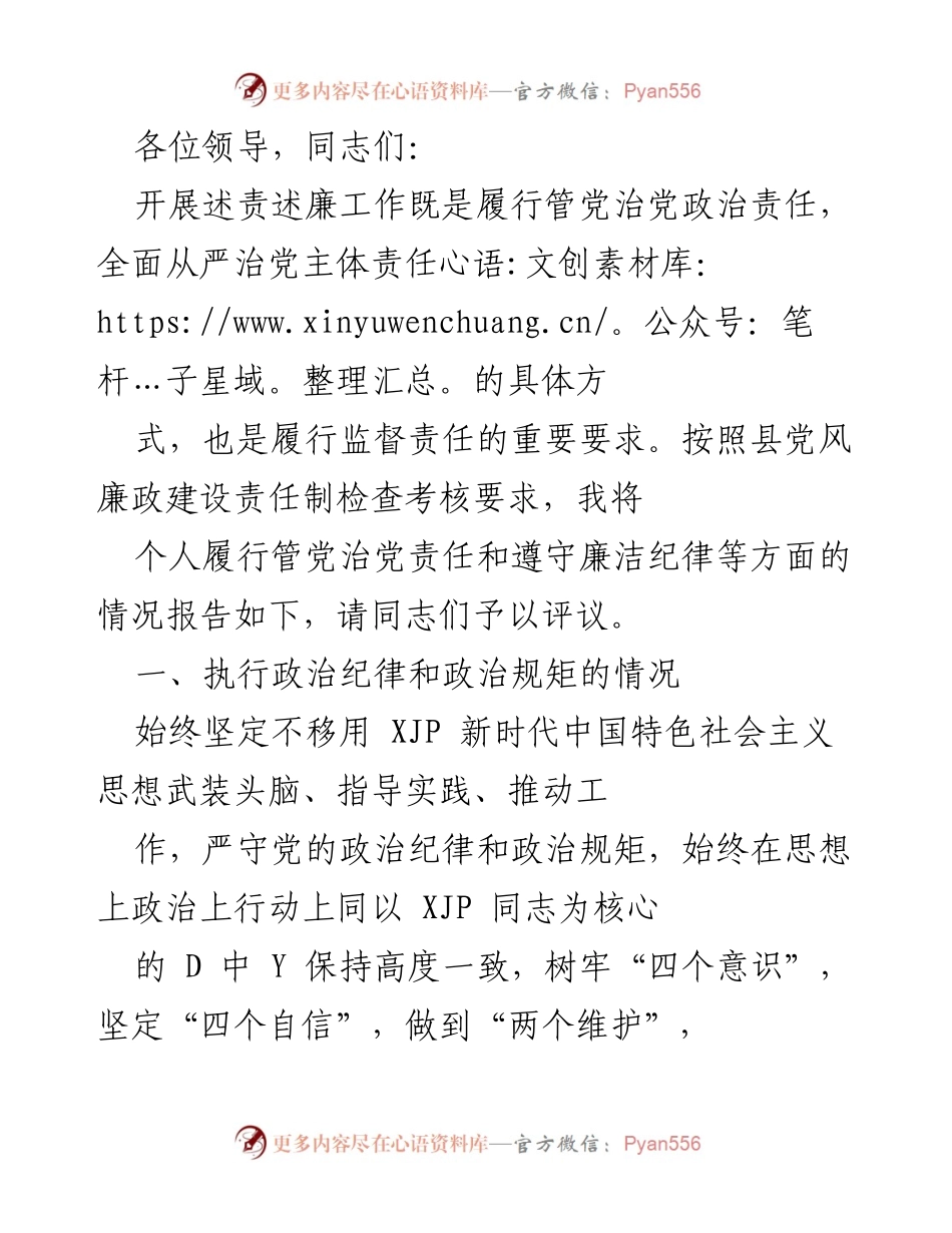 [发言] 述责述廉工作会议 - 个人述责述廉报告.docx_第1页