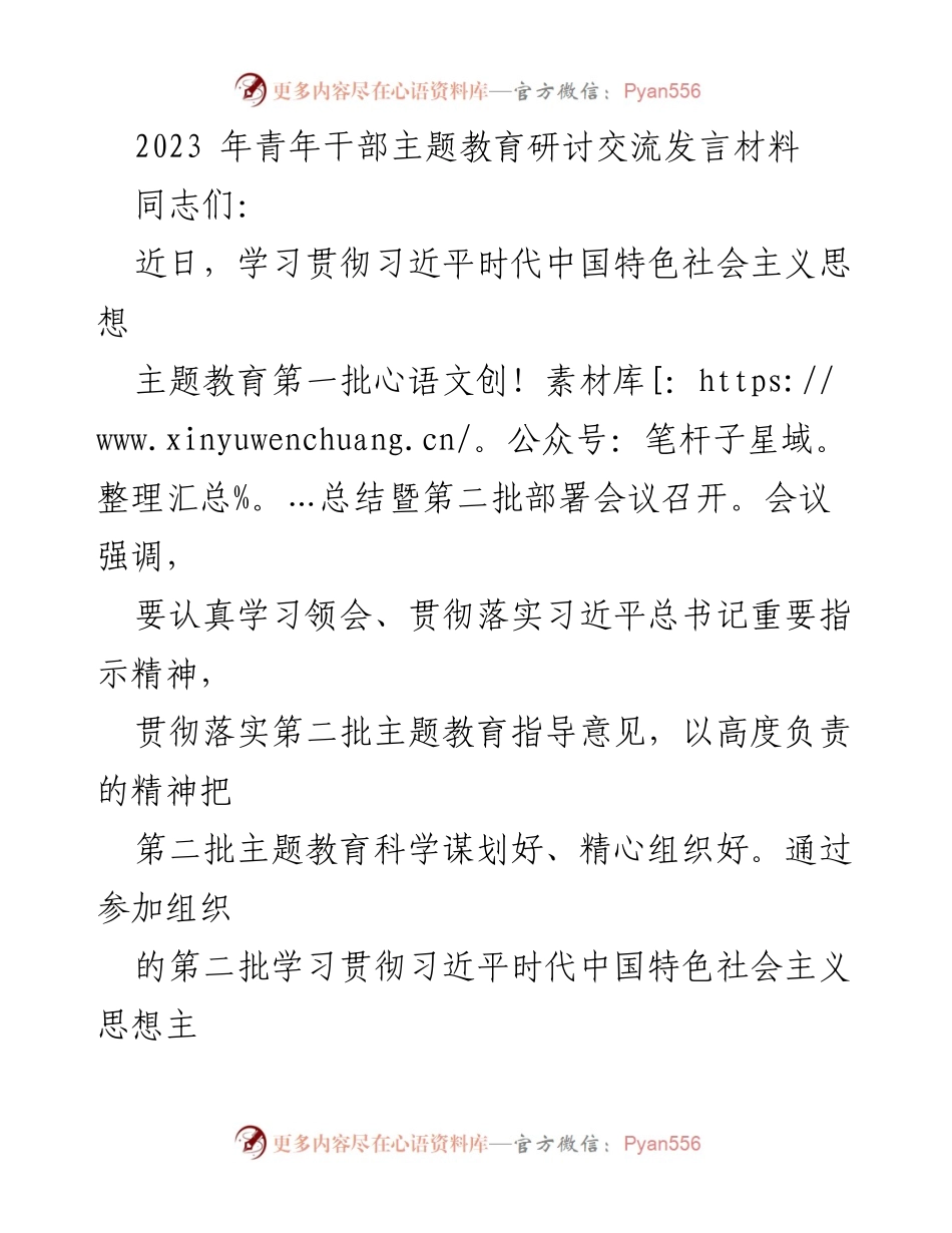 [发言] 青年干部主题教育研讨交流 - 深刻领悟习近平新时代中国特色社会主义思想的实践意义.docx_第1页