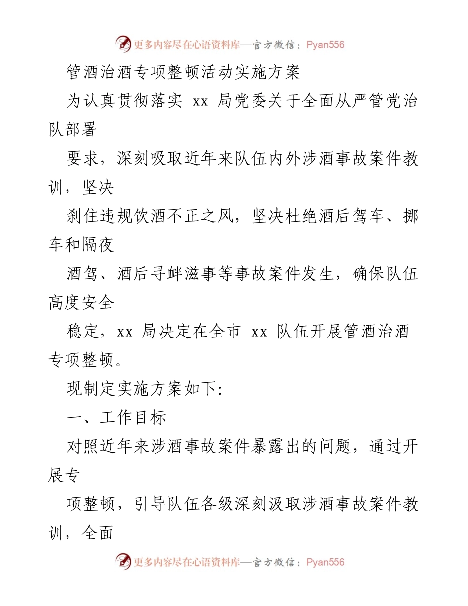 [实施方案] 专项整顿活动 - 加强管酒治酒专项整顿活动实施方案.docx_第1页