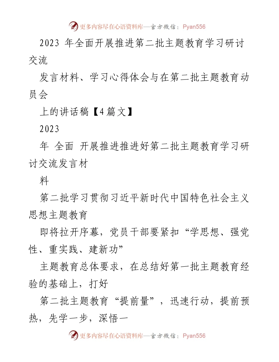 [发言稿] 动员会 - 推进第二批主题教育的先行者发言.docx_第1页