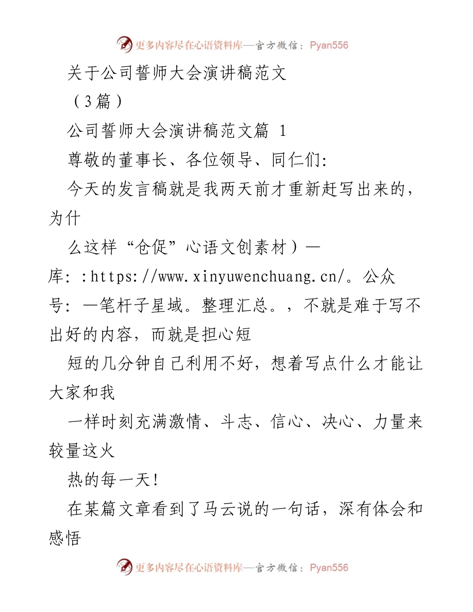 [发言稿] 公司誓师大会 - 奋战100天，共创辉煌未来.docx_第1页