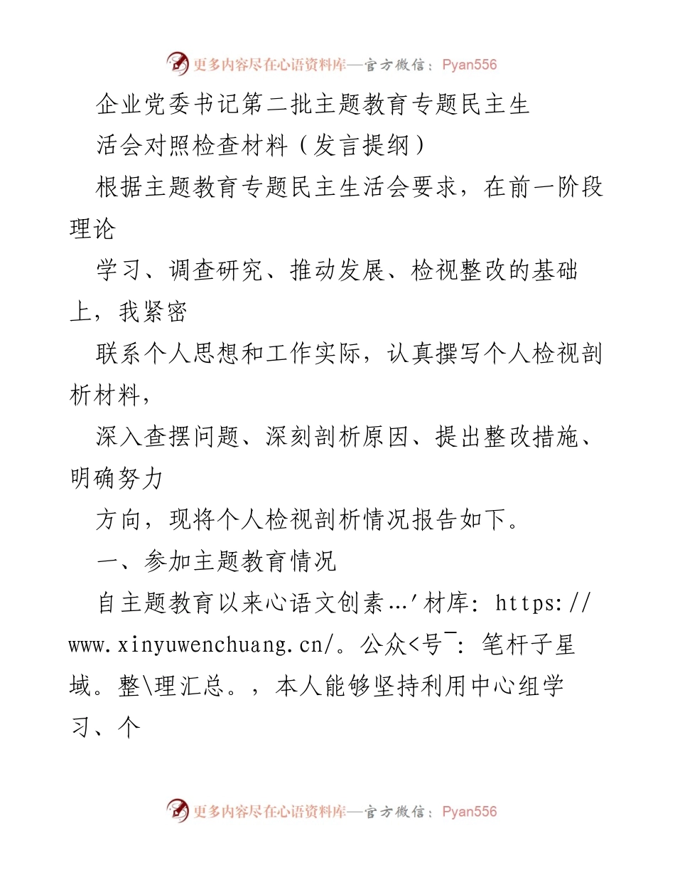 [发言提纲] 主题教育专题民主生活会 - 个人检视与整改措施报告.docx_第1页
