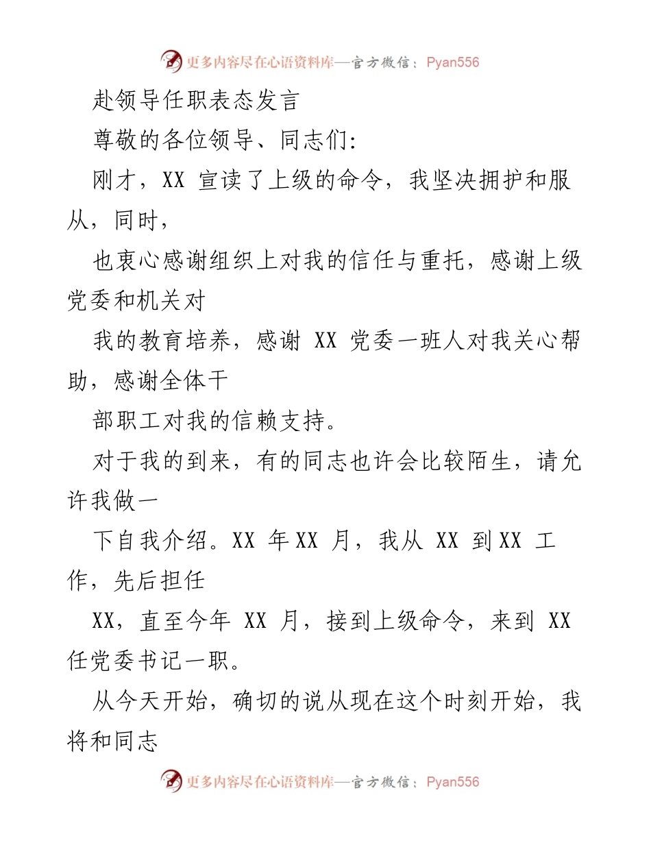 [发言] 领导任职 - 坚定信念，携手共进：任职表态发言.docx_第1页